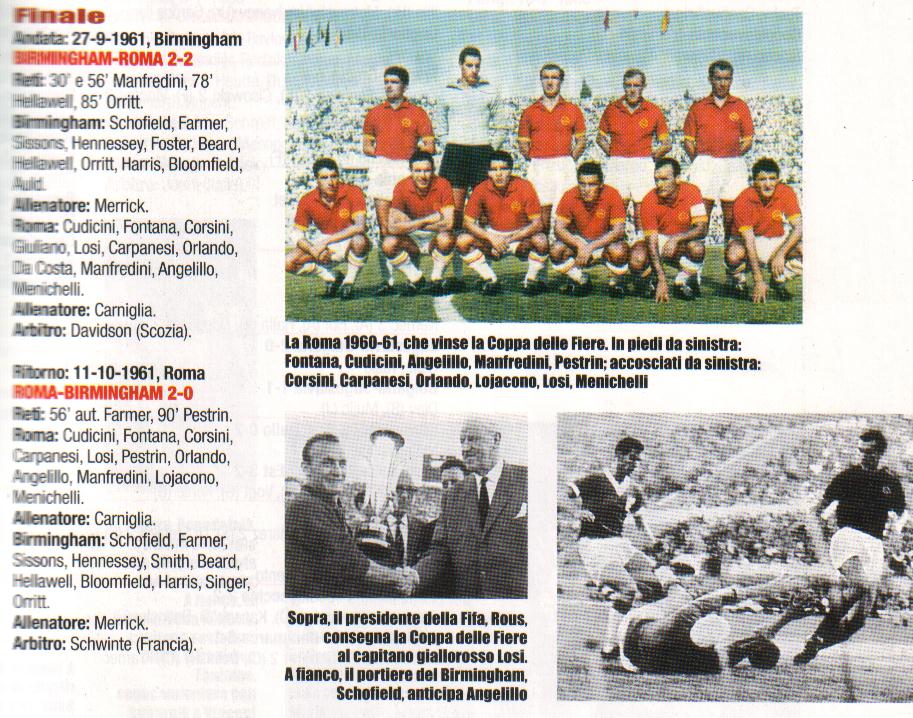 La foto a colori della
                  squadra non si riferisce alla partita, ma
                  presumibilmente a Roma/Inter del 1961/62