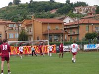 Il primo gol della selezione ex calciatori/giornalisti