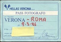 1985/86 Verona/Roma pass fotografo