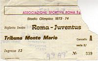 Biglietto invito Roma/Juventus 1973/74
