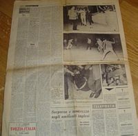 Corriere dello Sport del 1971 sui fatti di
                  Roma/Stoke City (retro)