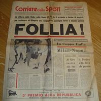 Corriere
                  dello Sport del 1971 sui fatti di Roma/Stoke City