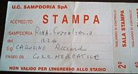 Accredito stampa Sampdoria/Roma 1991/92