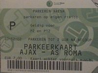 2002/03 Ajax/Roma, tagliando parcheggio